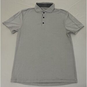 Lululemon Evolution Polo Shirt Mens Large Light Gray Short Sleeve Performance